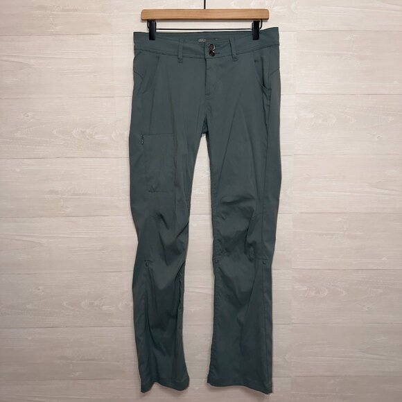 Prana Outdoor Hiking Pants Size 6 Green Stretch Nylon Travel Adventure Pants - Picture 2 of 7